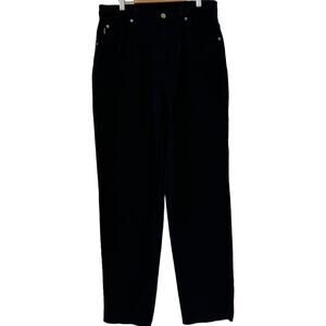 Lauren Ralph Lauren Size 12 Five Pocket Straight Leg Black Jeans W Leather Patch